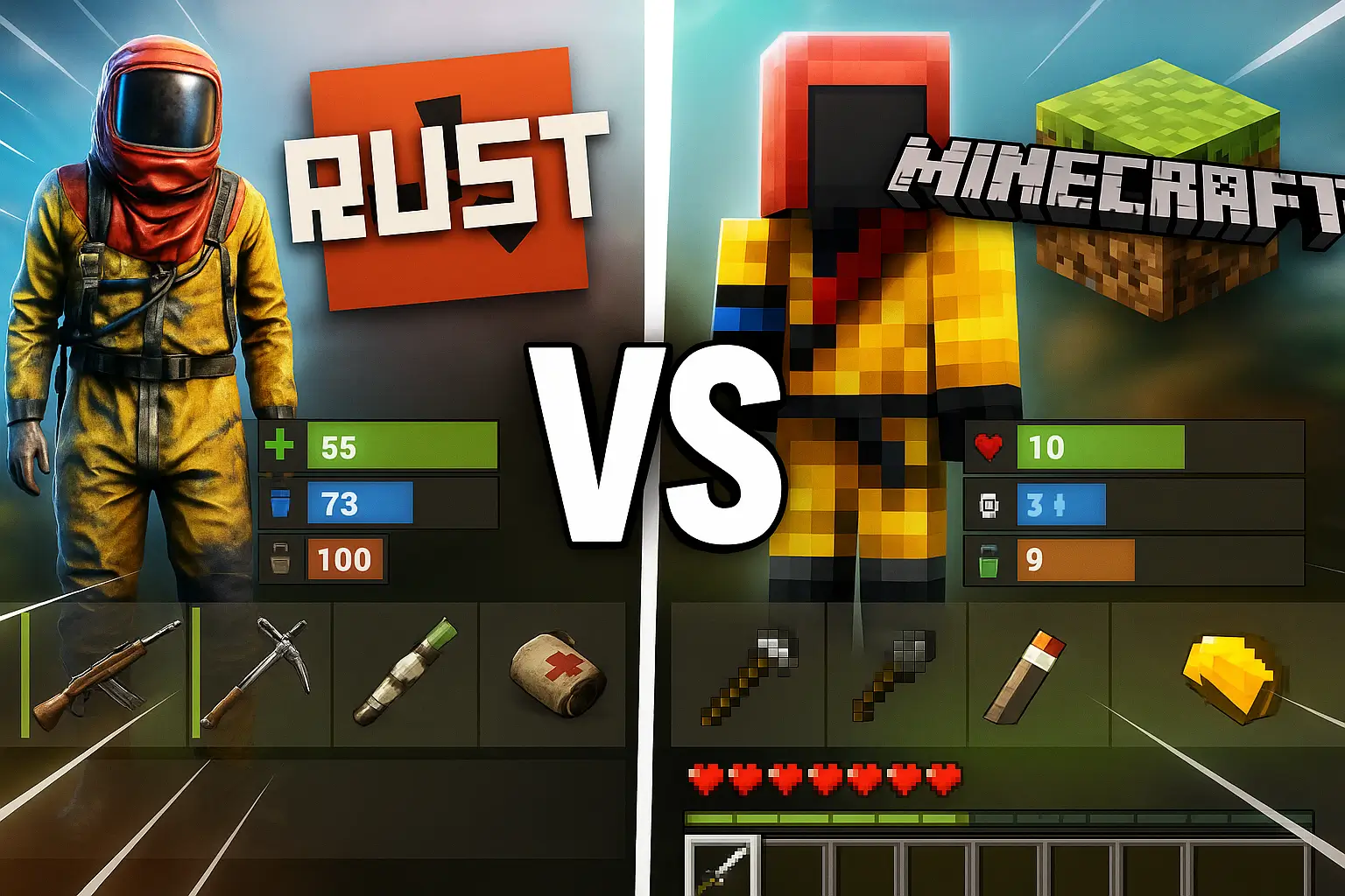 Rust vs Minecraft: Survival Showdown